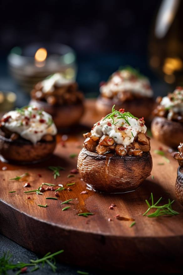 Gefüllte Champignons als Fingerfood für Abends