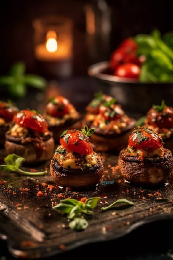 Gefüllte Champignons als Fingerfood für Abends