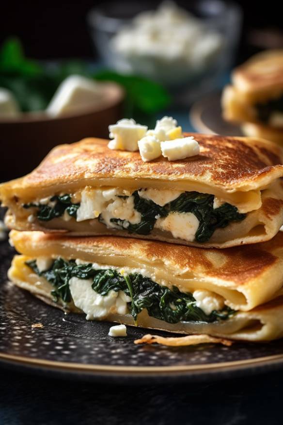 Börek mit Spinat und Feta auf einem Teller