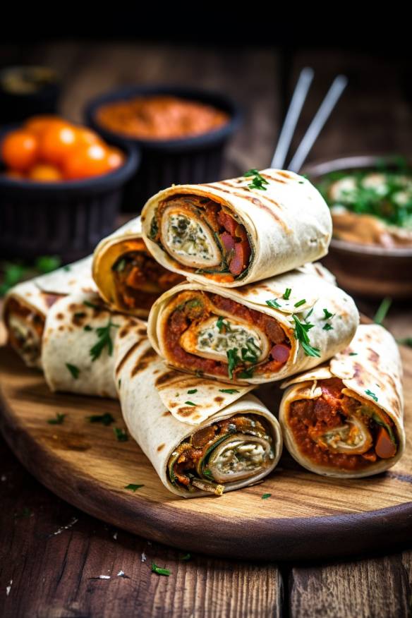 Gefüllte Wraps - Vegetarisch und perfekt als Fingerfood