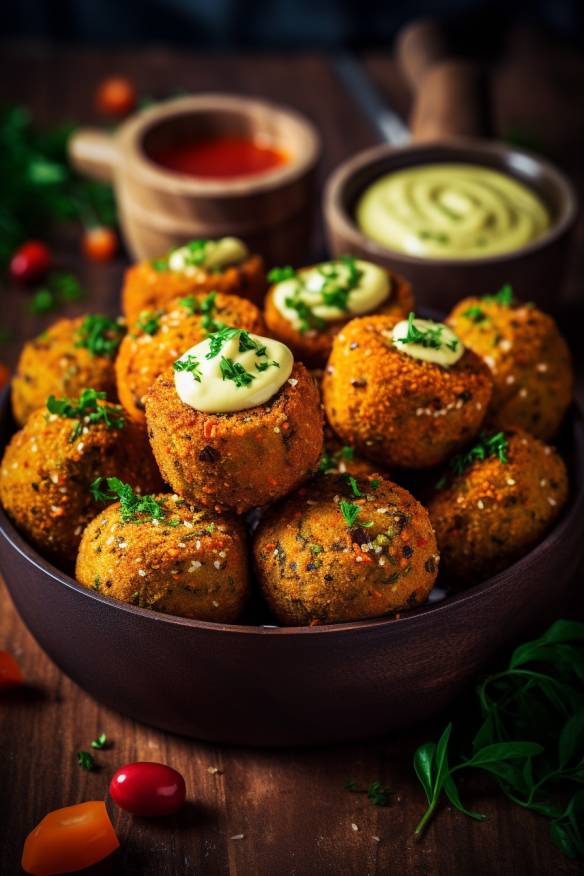 Süße Kartoffel-Falafel, ein köstliches fingerfood ohne käse