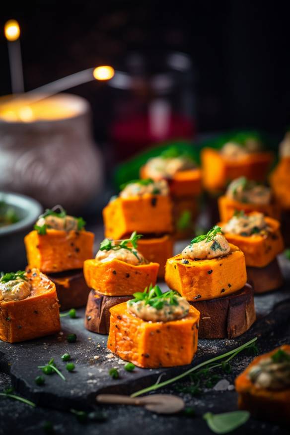 Süßkartoffel-Tahini-Bites - Veganes Fingerfood ohne Fleisch