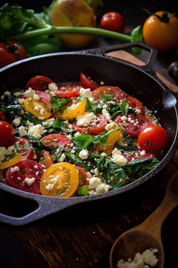 Mangold-Pfanne mit Tomaten und Feta