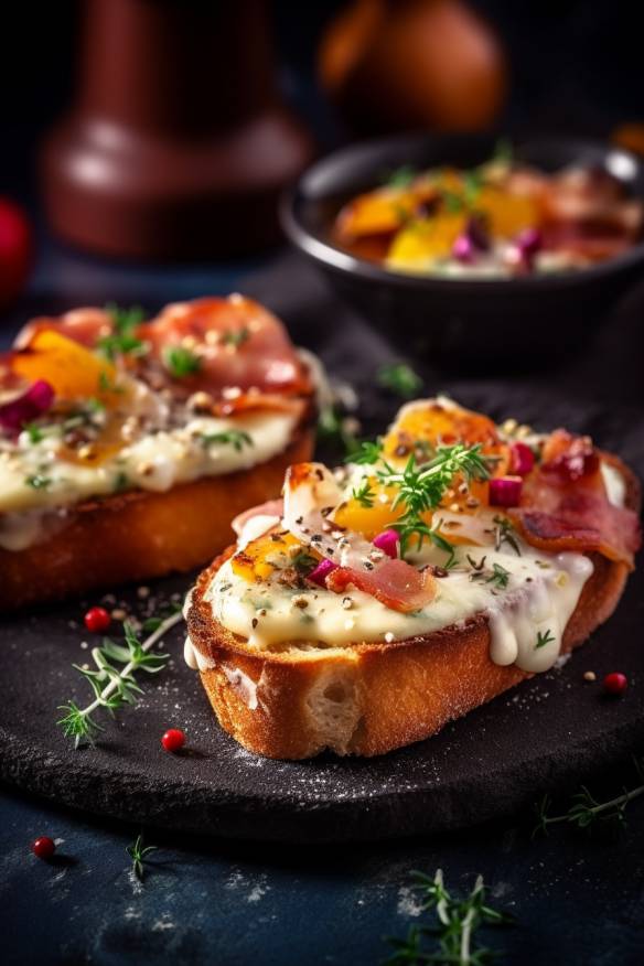 Toast Fingerfood mit Speck, Käse und Gemüse