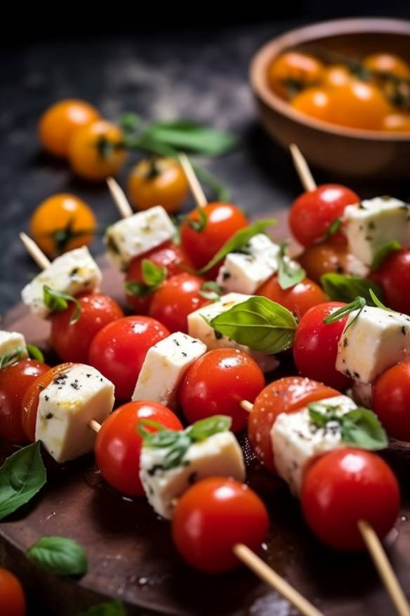 Tomaten-Feta-Spieße - Schnelles Fingerfood für jede Party