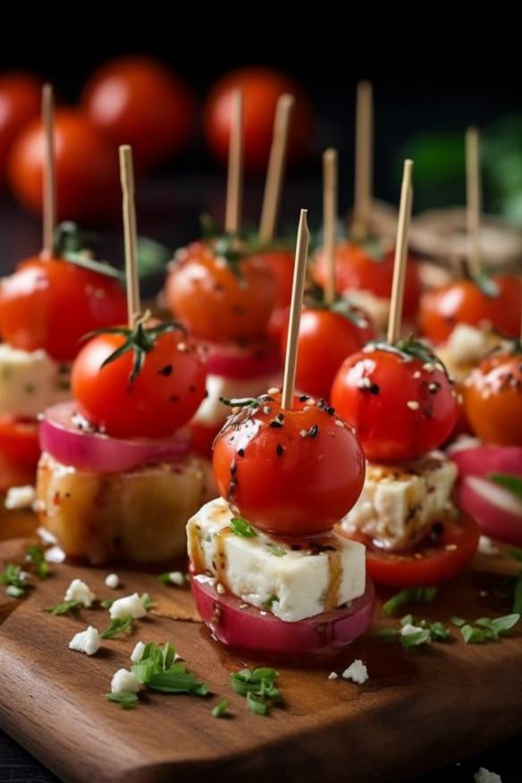 Tomaten-Feta-Spieße - Schnelles Fingerfood für jede Party