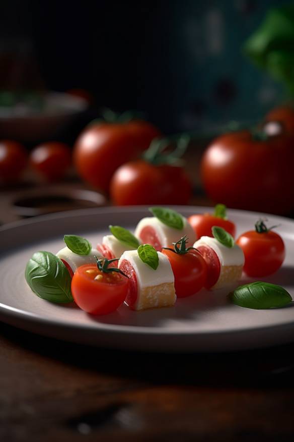 Tomate-Mozzarella-Fingerfood auf einem Teller