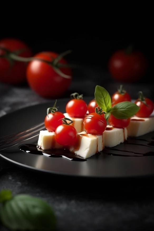 Tomate-Mozzarella-Fingerfood auf einem Teller