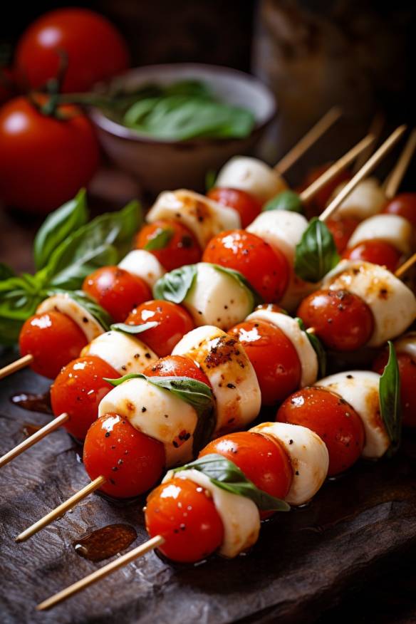 Tomaten-Mozzarella-Spieße - Fingerfood zum Vorbereiten am Vortag