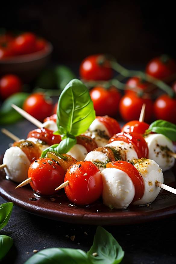 Tomaten-Mozzarella-Spieße.