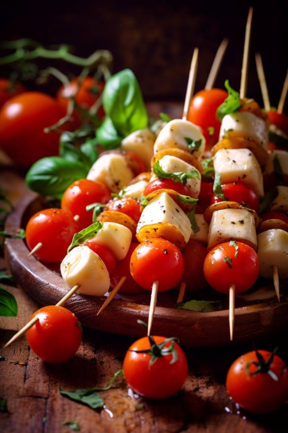 Tomaten-Mozzarella-Spieße.