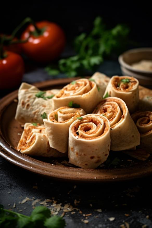 Tortilla-Röllchen auf einem Teller