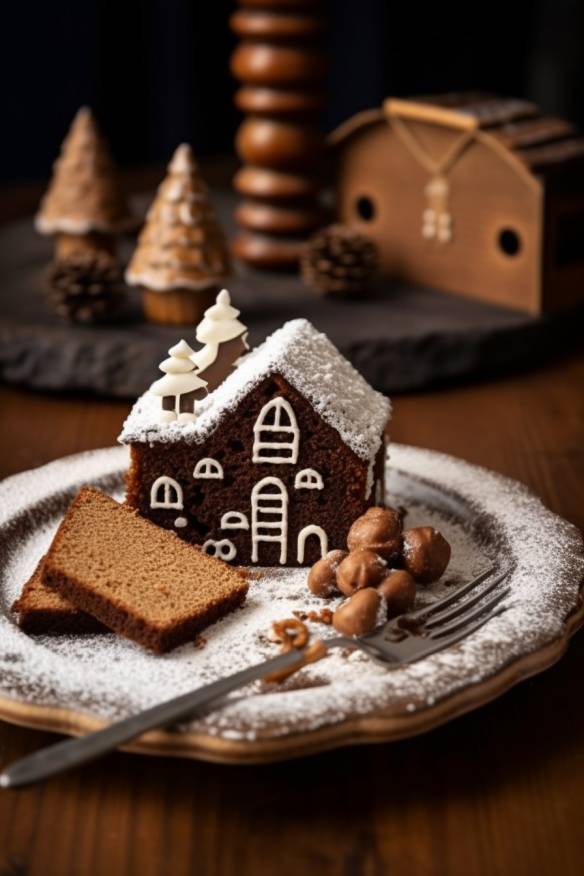 Altdeutscher Lebkuchen auf einem Teller angerichtet.