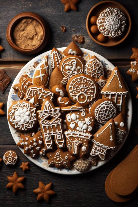 Altdeutscher Lebkuchen auf einem Teller angerichtet.