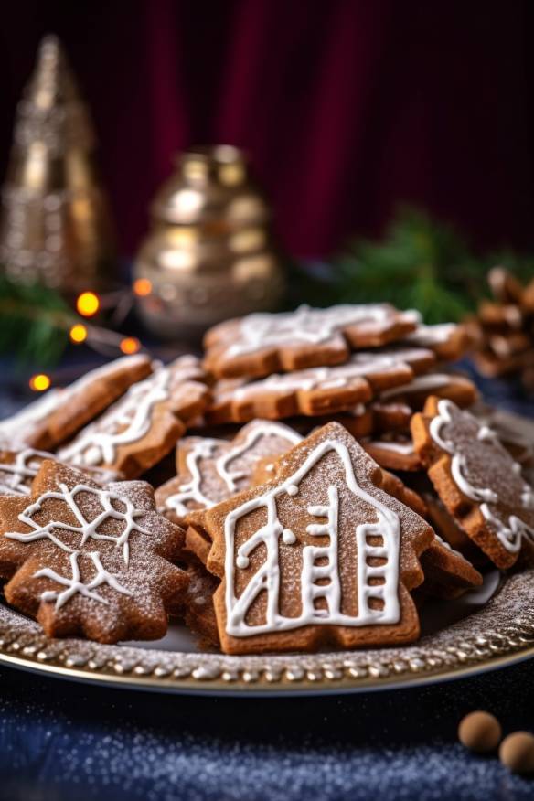 Altdeutscher Lebkuchen auf einem Teller angerichtet.