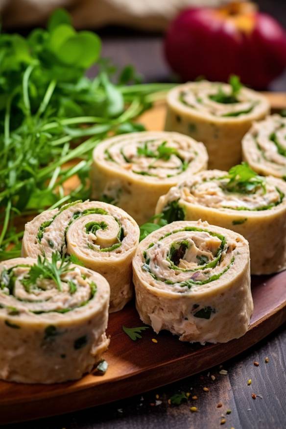 Thunfisch-Frischkäse-Röllchen mit Rucola