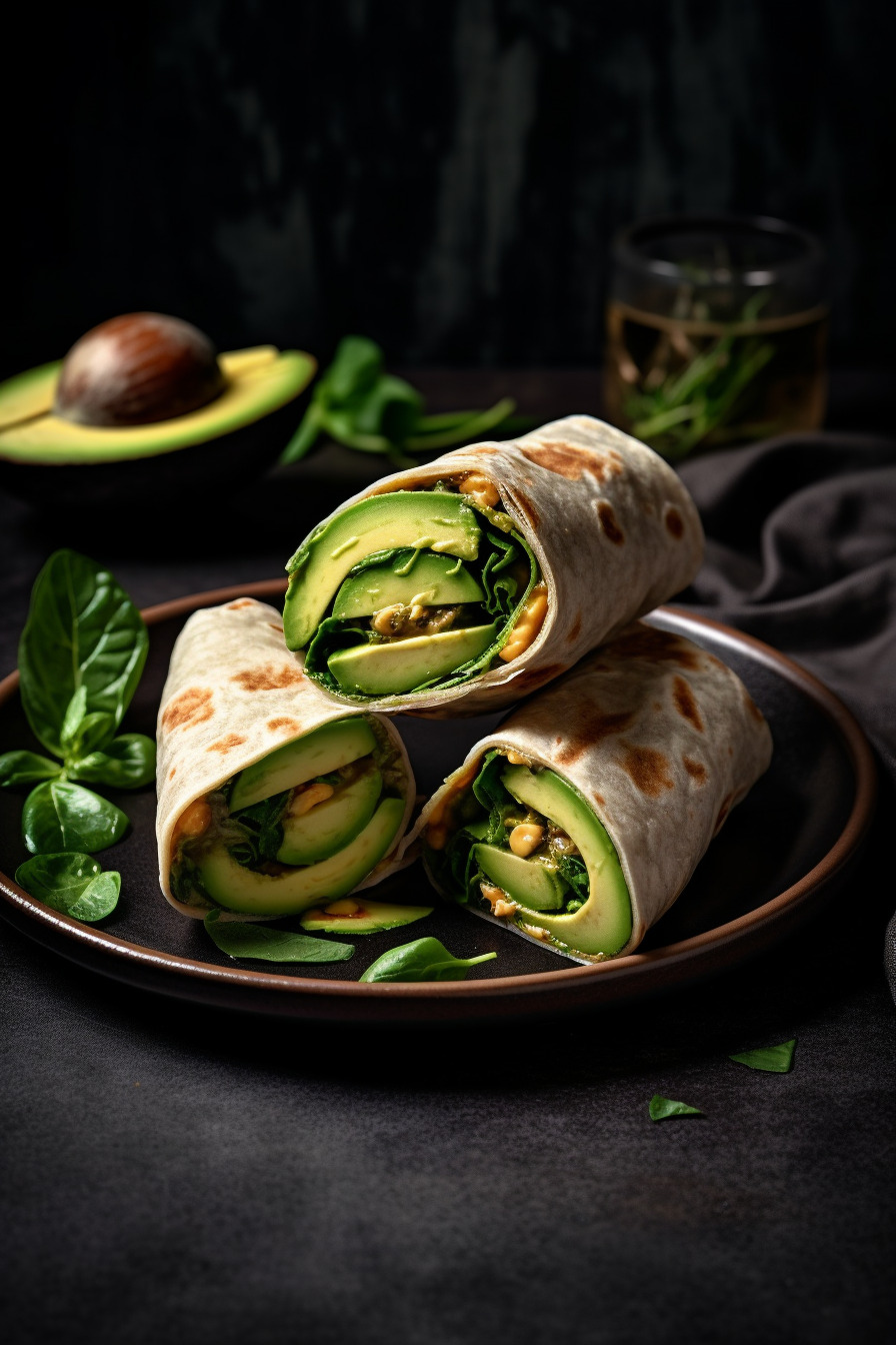 Vegane Avocado Wraps auf einem Teller