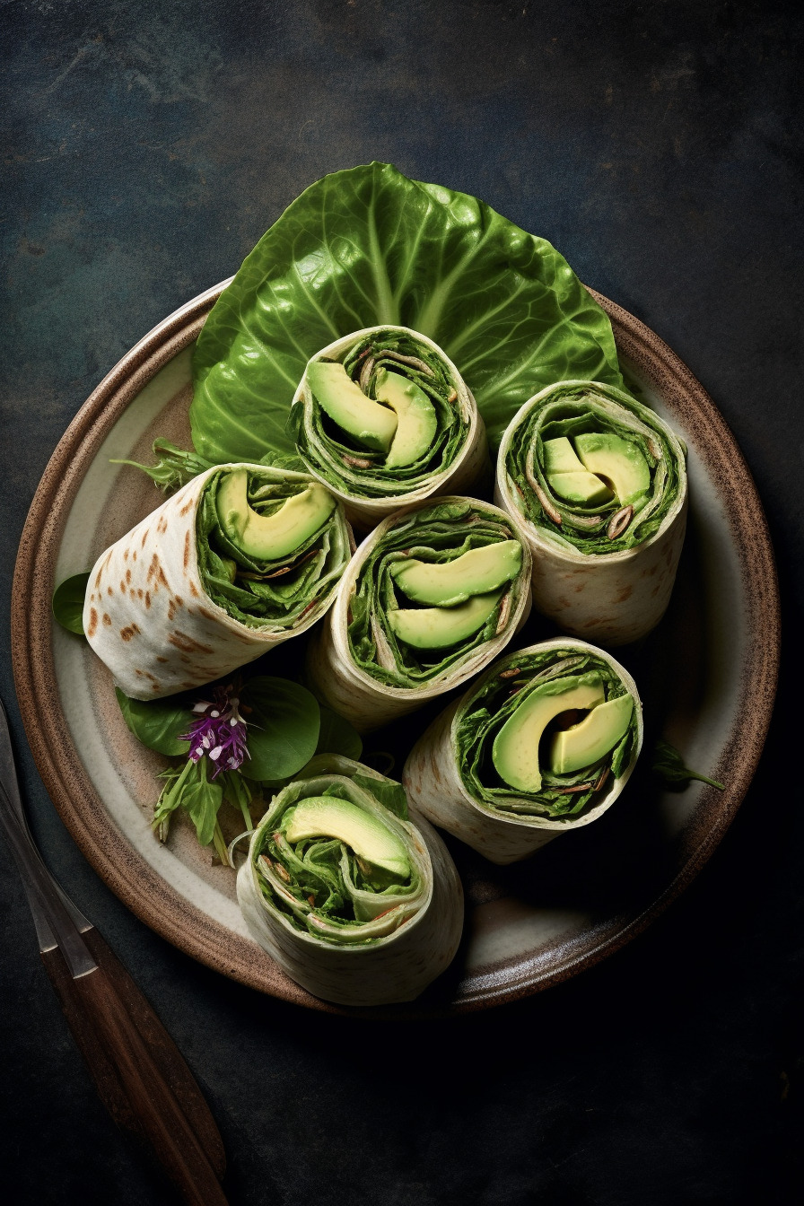 Vegane Avocado Wraps auf einem Teller