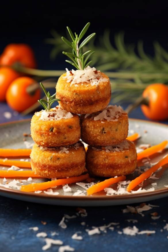 Vegane Karotten-Kokos-Häppchen auf einem Teller