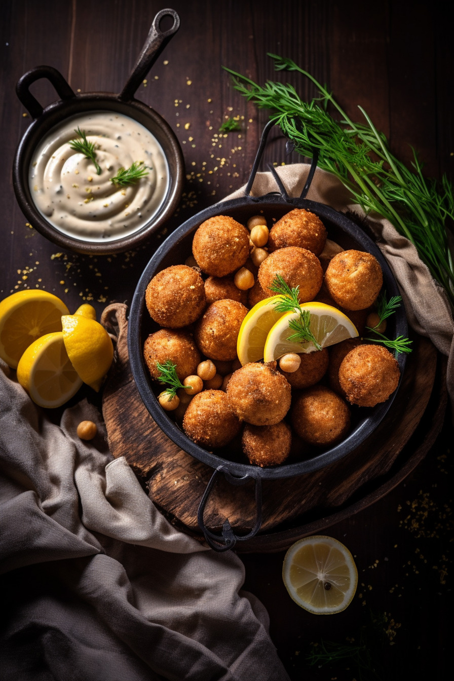 Vegane Kichererbsenbällchen mit Tahini-Dip