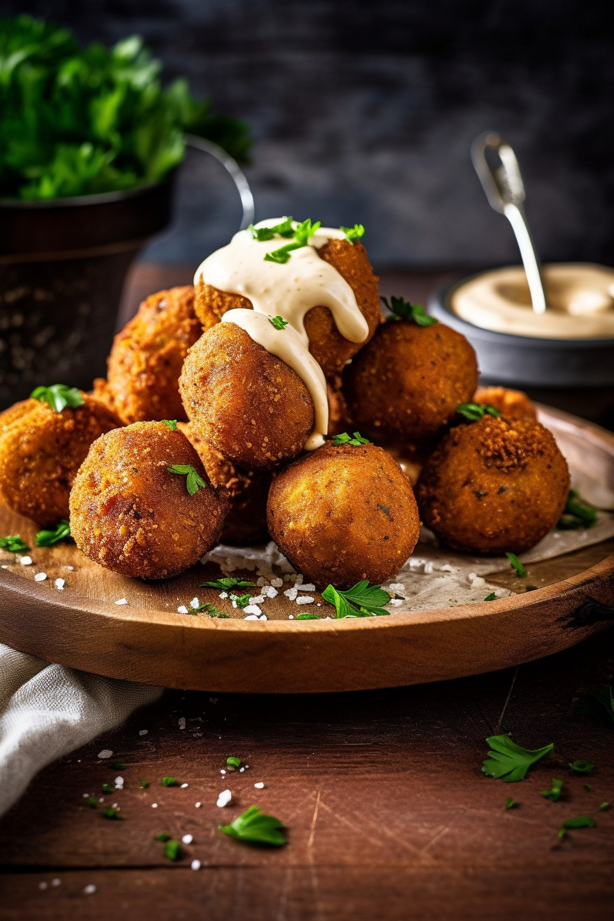 Vegane Kichererbsenbällchen mit Tahini-Dip