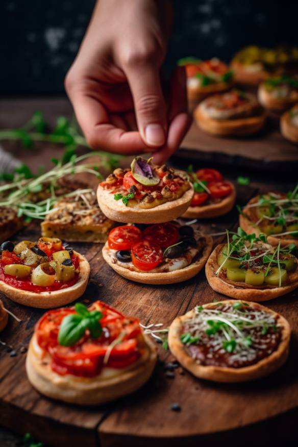 Vegane Mini-Pizzen - Schnelles Fingerfood zum Mitnehmen