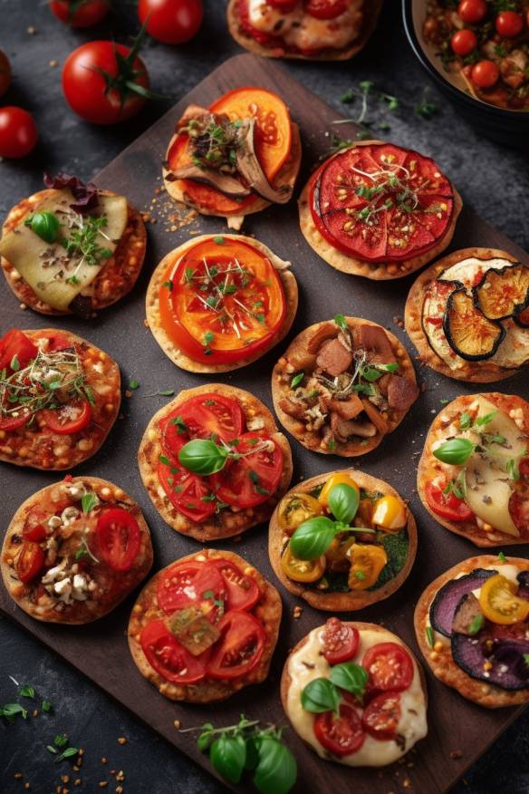 Vegane Mini-Pizzen - Schnelles Fingerfood zum Mitnehmen