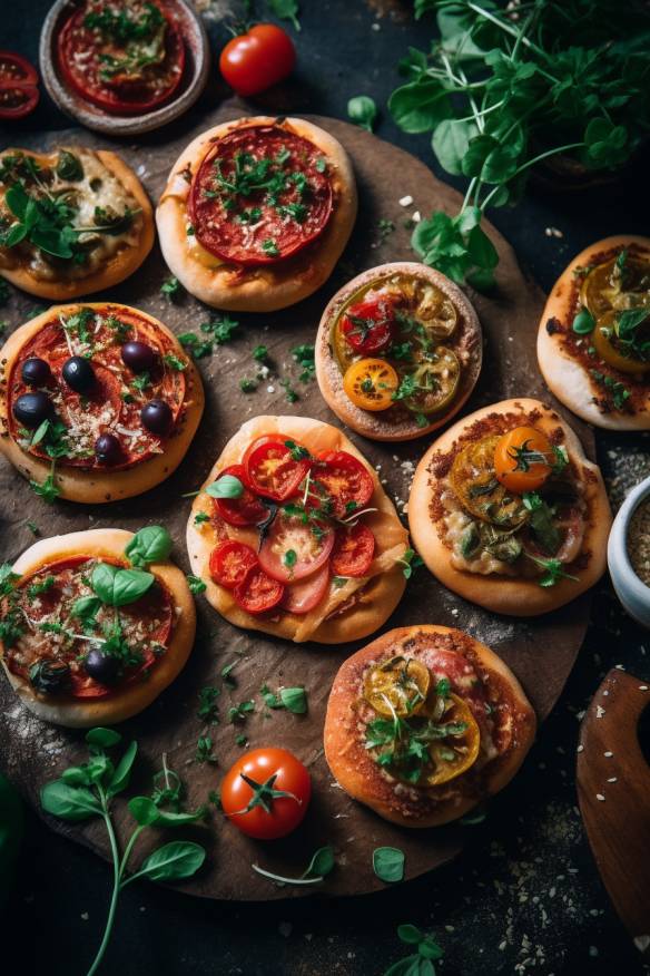 Vegane Mini-Pizzen - Schnelles Fingerfood zum Mitnehmen