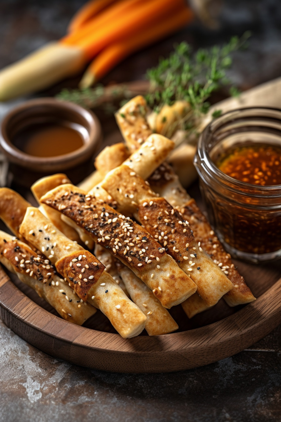 Vegane Gemüse-Sesamstangen als perfektes Picknick Fingerfood.