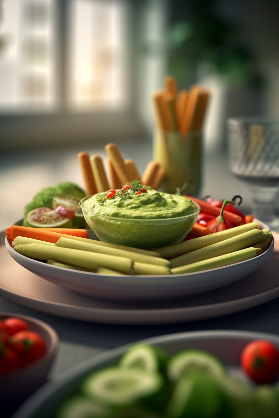 Vegane Gemüsesticks mit Guacamole Dip