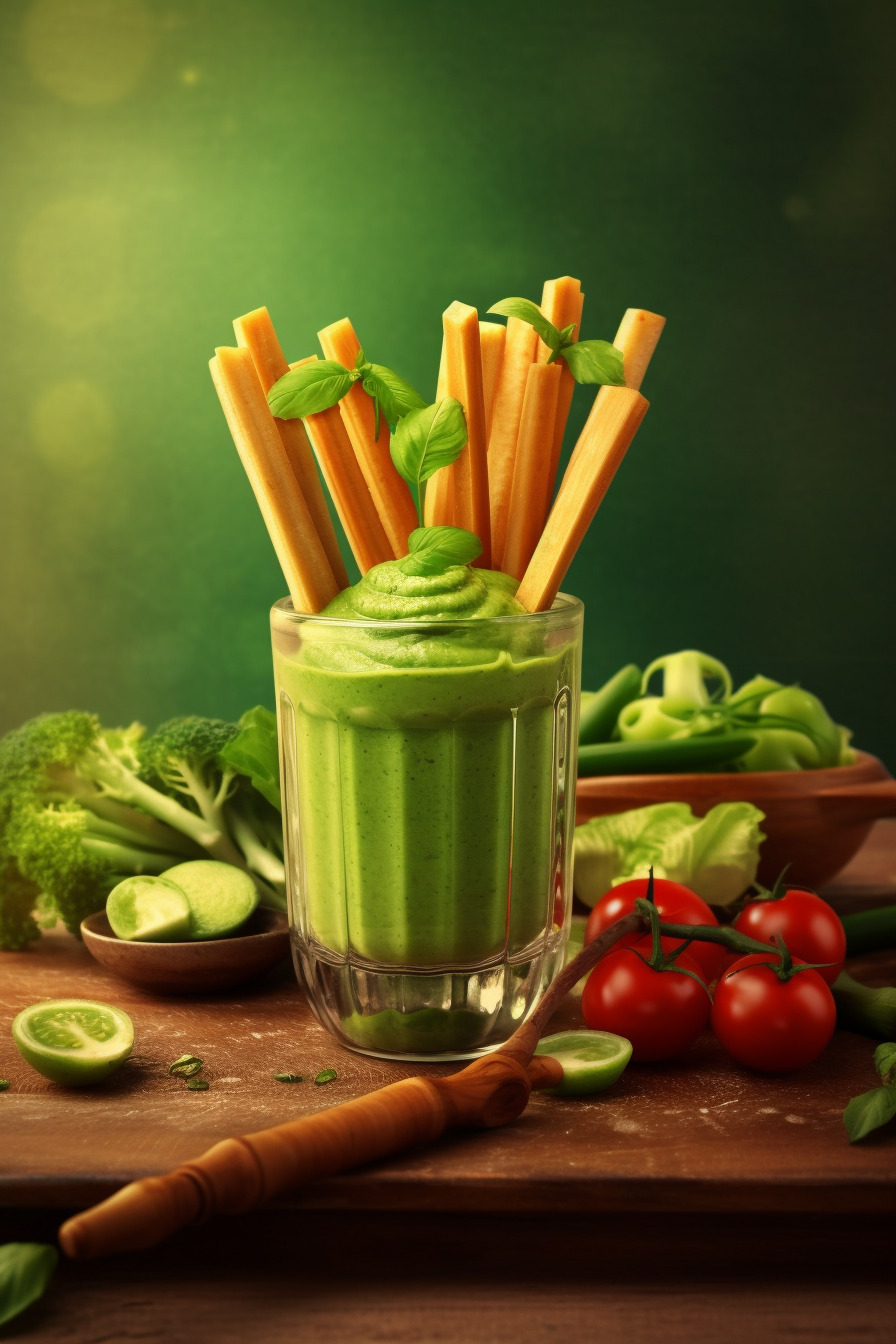 Vegane Gemüsesticks mit Guacamole Dip