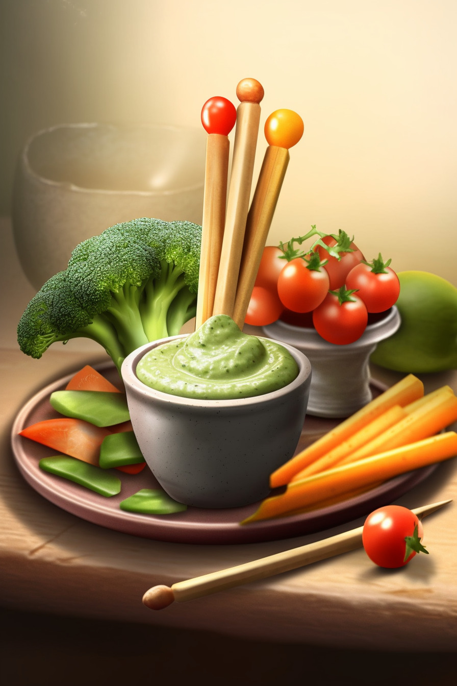 Vegane Gemüsesticks mit Guacamole Dip