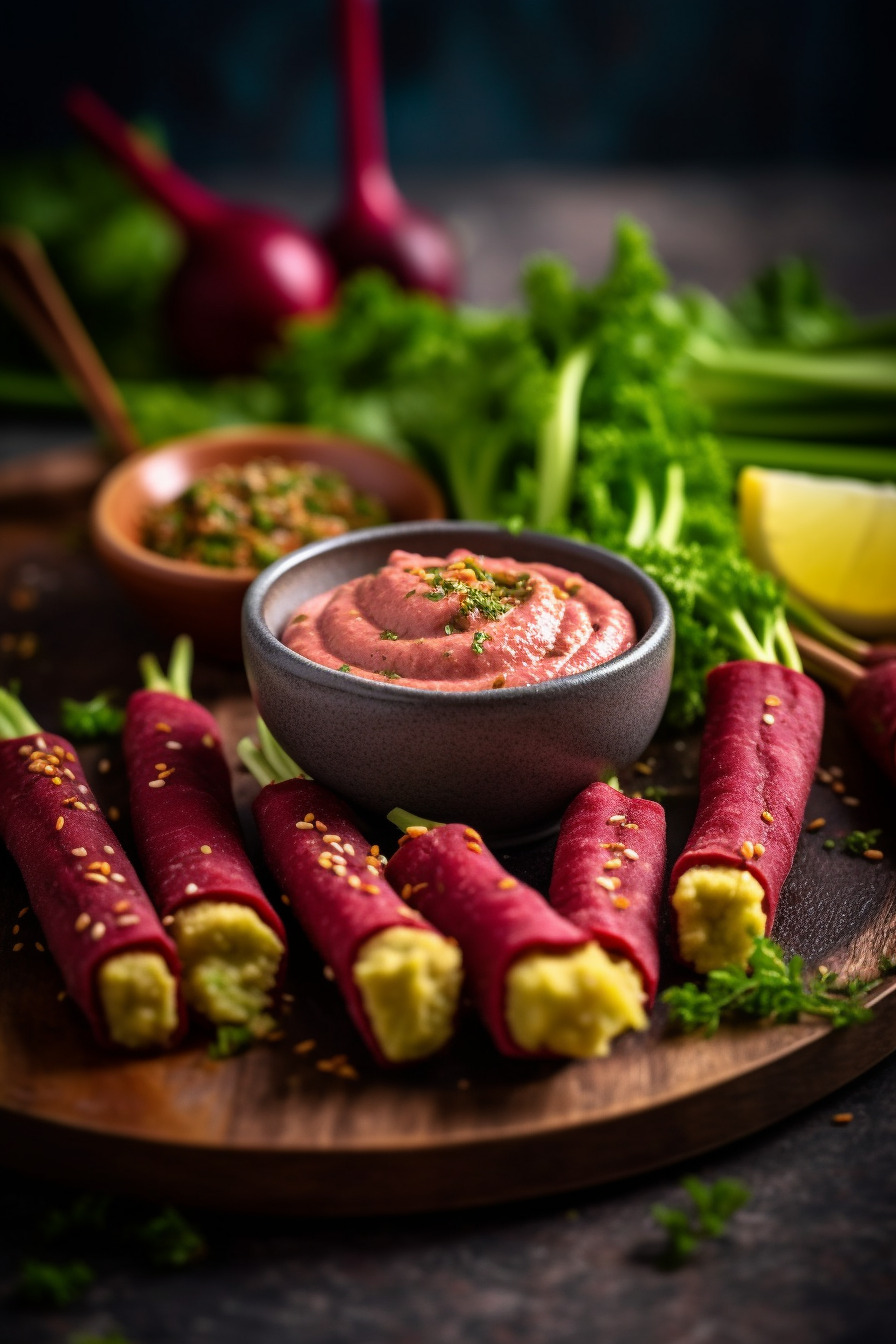 Gemüsesticks mit Rote-Bete-Hummus