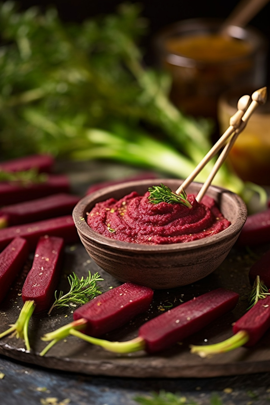 Gemüsesticks mit Rote-Bete-Hummus