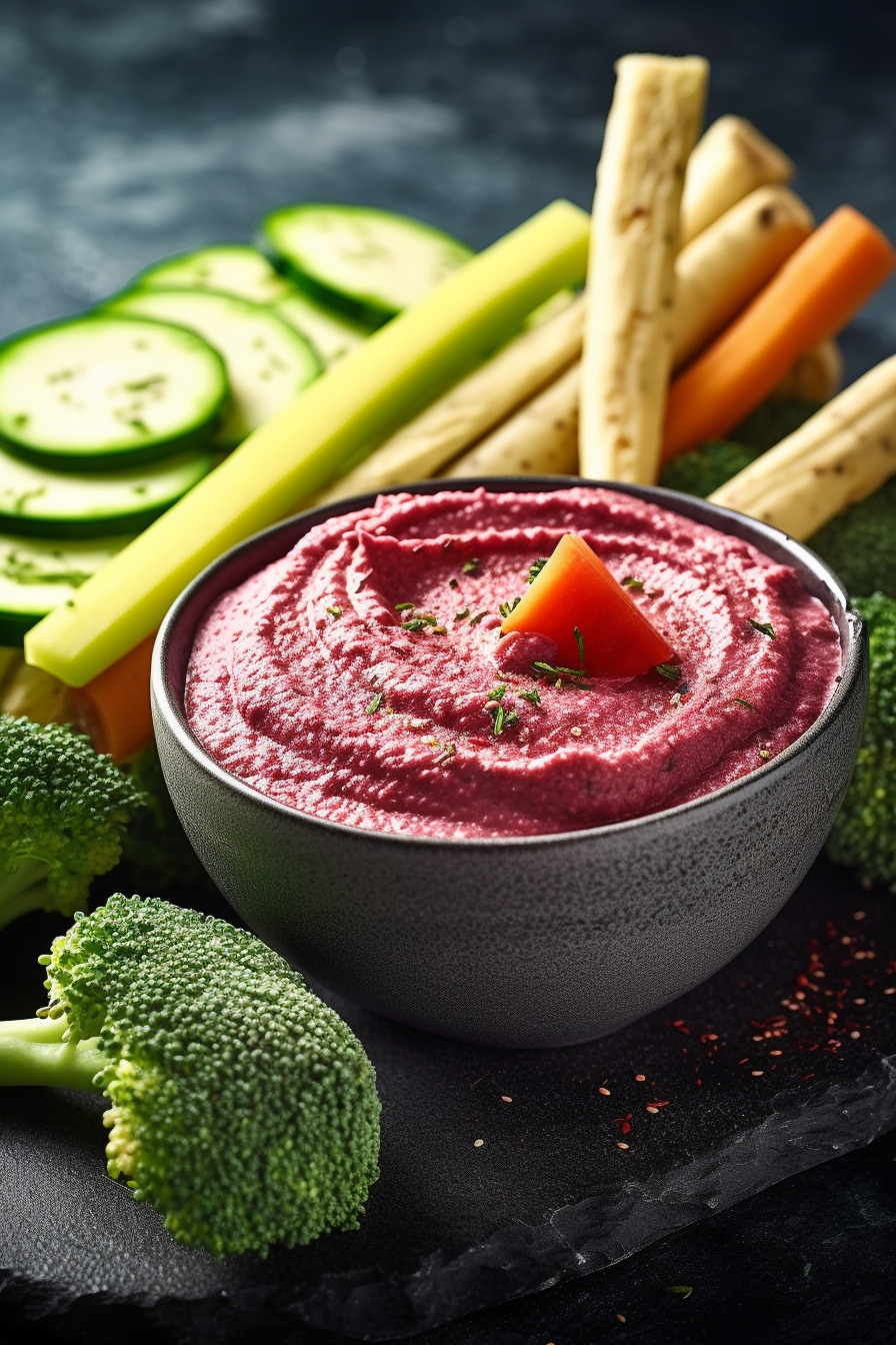 Gemüsesticks mit Rote-Bete-Hummus