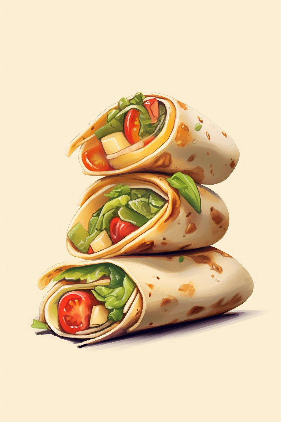 Vegetarisches Wraps Fingerfood mit Gemüse und Käse