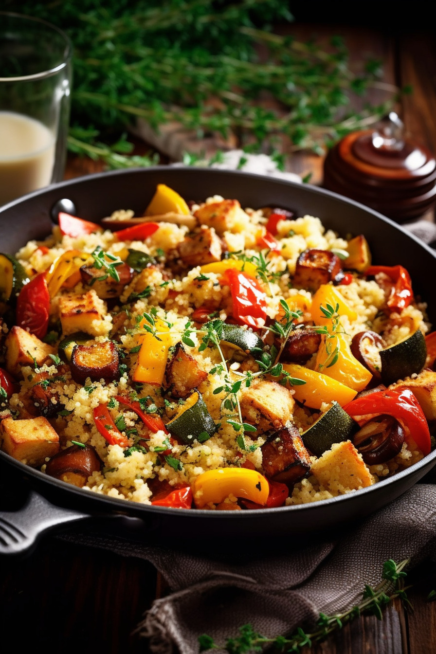 Vegetarische Quinoa-Pfanne mit geröstetem Gemüse