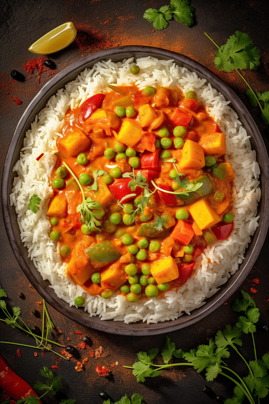 Vegetarisches Gemüse-Curry mit Basmati-Reis