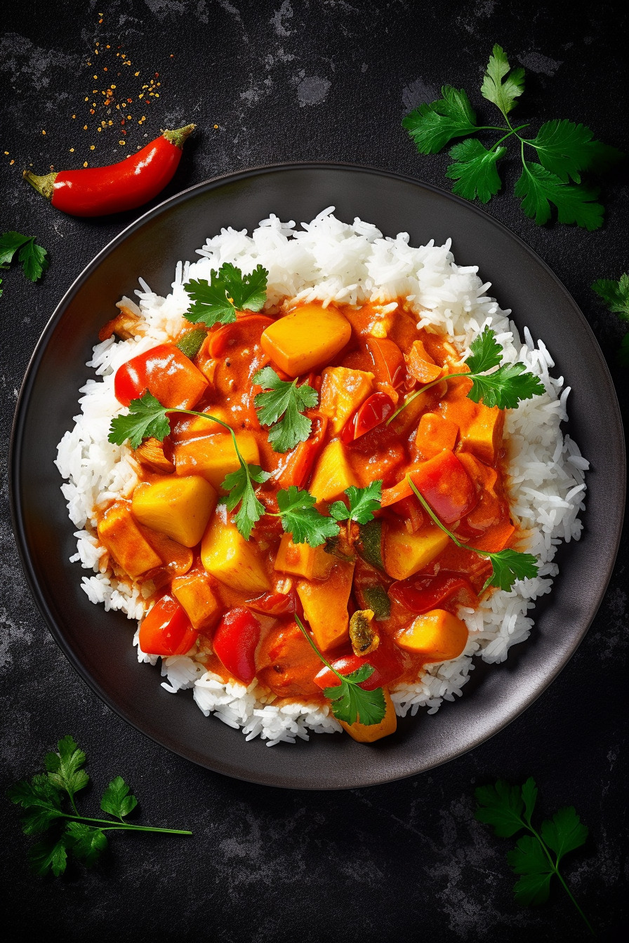 Vegetarisches Gemüse-Curry mit Basmati-Reis