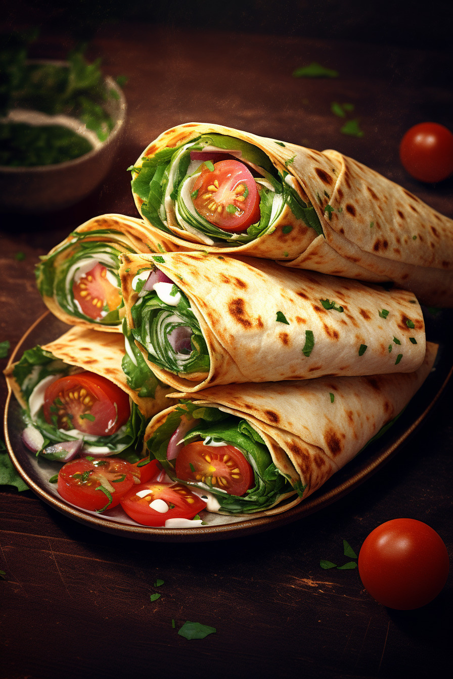 Vegetarische Wrap-Röllchen mit Gemüsefüllung