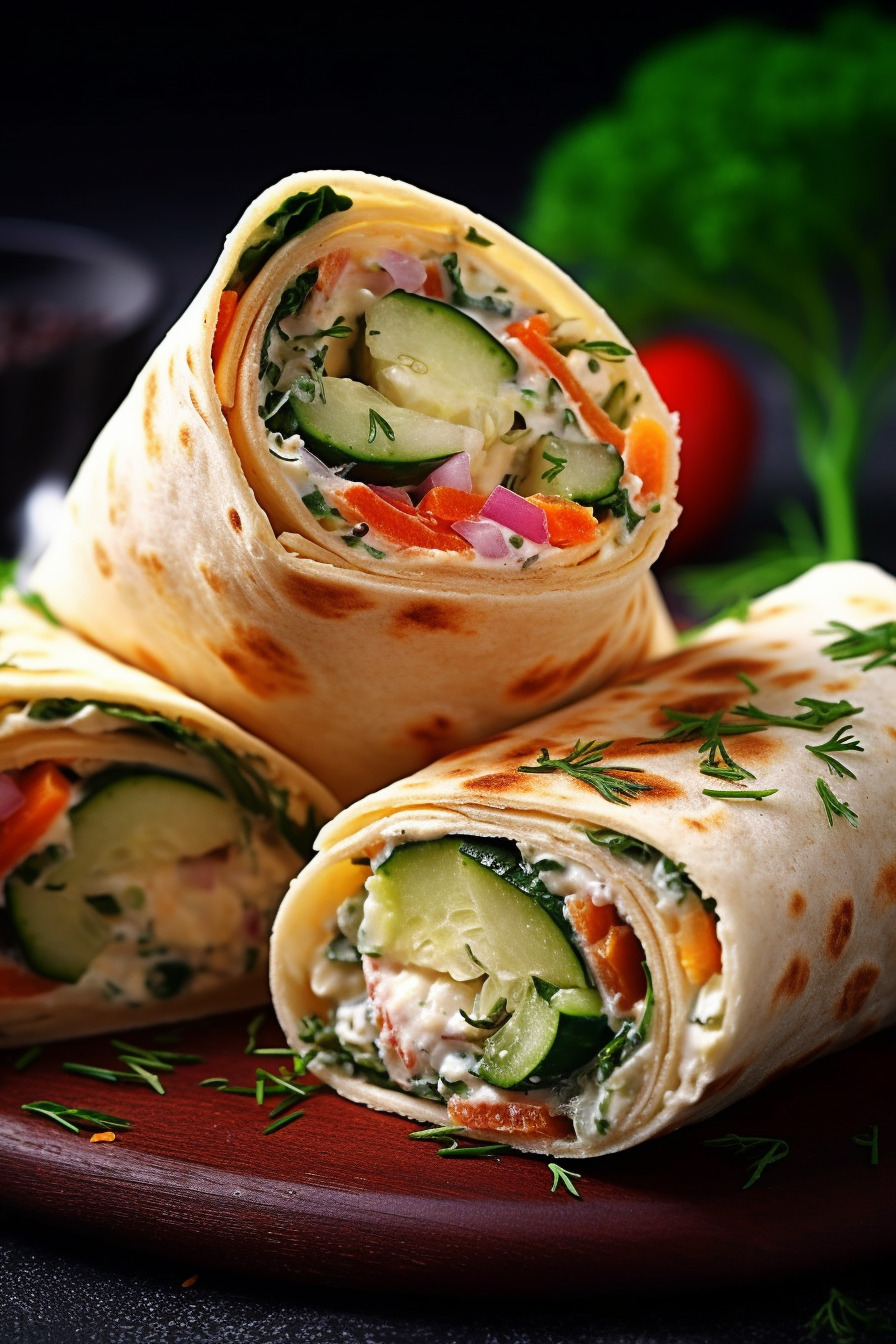 Vegetarische Wrap-Röllchen mit Gemüsefüllung