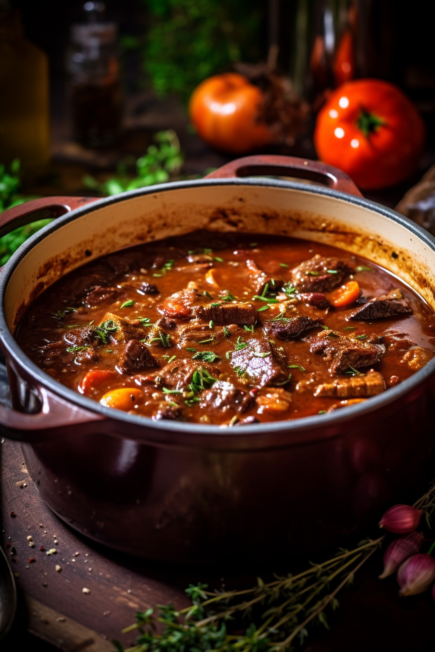 Rehgulasch im Topf