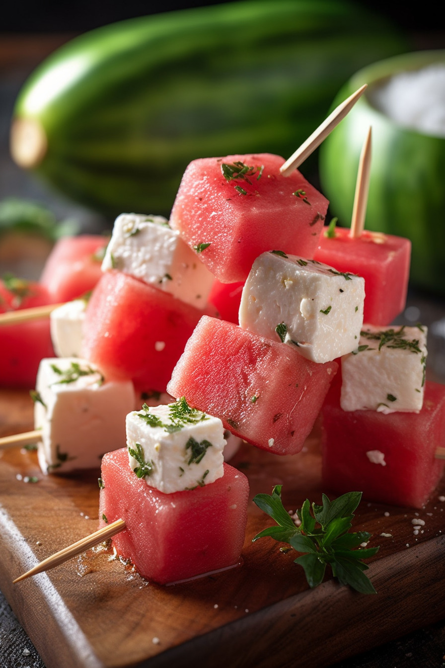 Wassermelonen-Feta-Spieße.