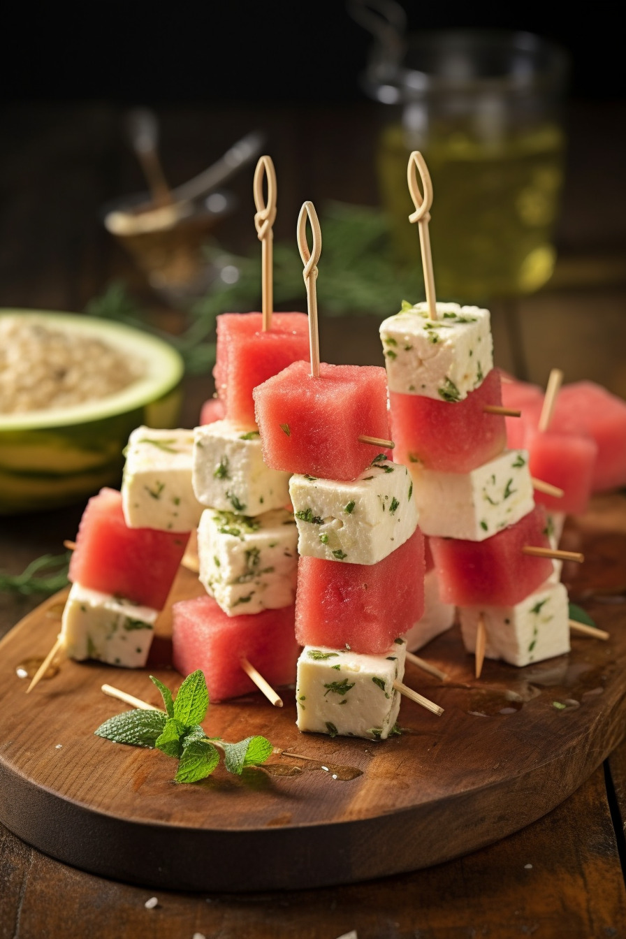 Wassermelonen-Feta-Spieße.