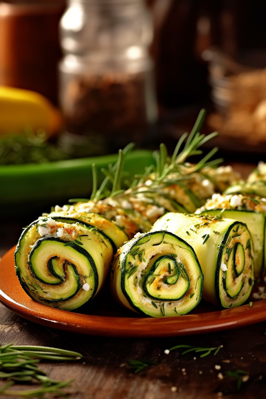 Zucchini-Rollen mit Frischkäsefüllung