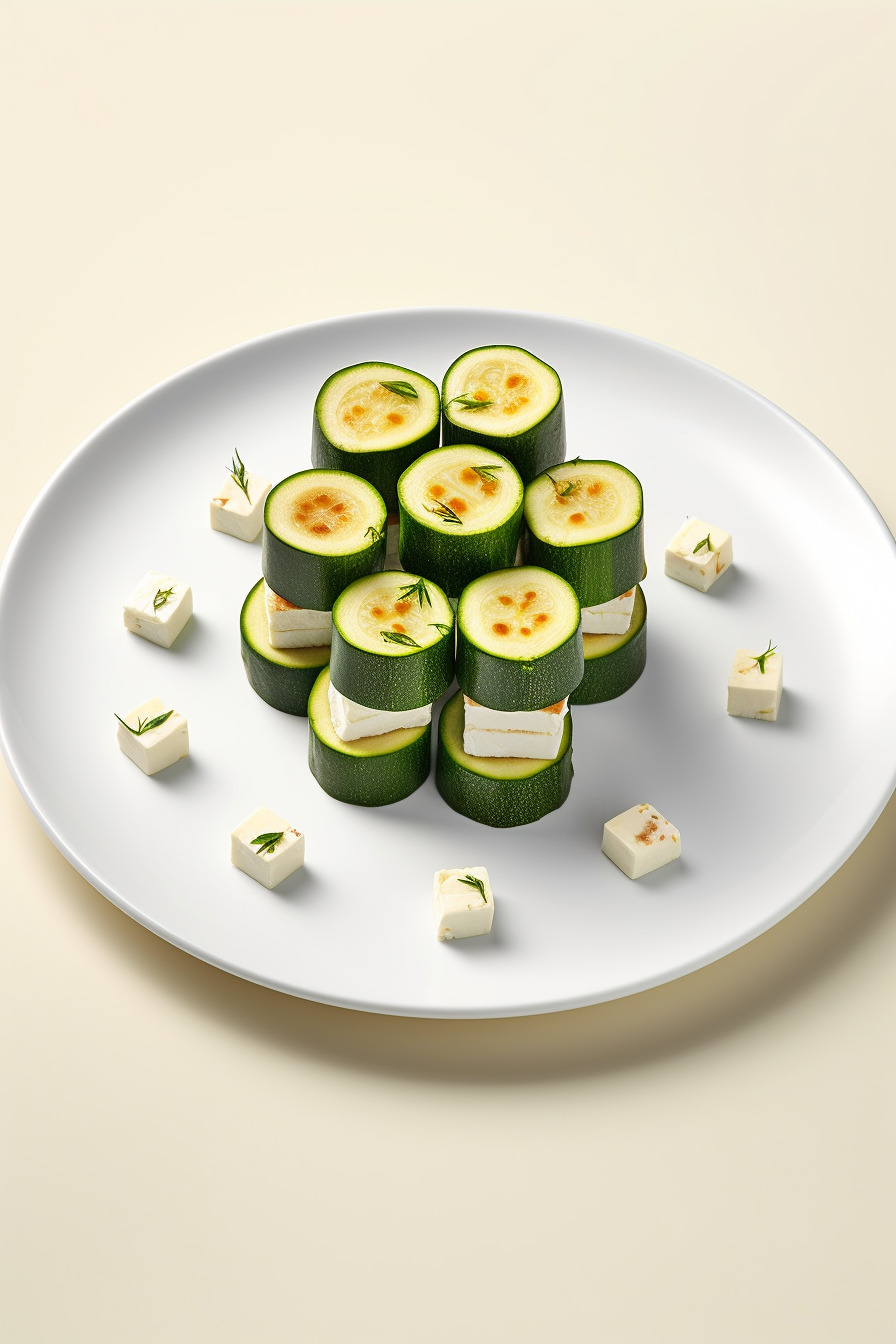 Zucchini-Feta-Fingerfood auf einem Teller