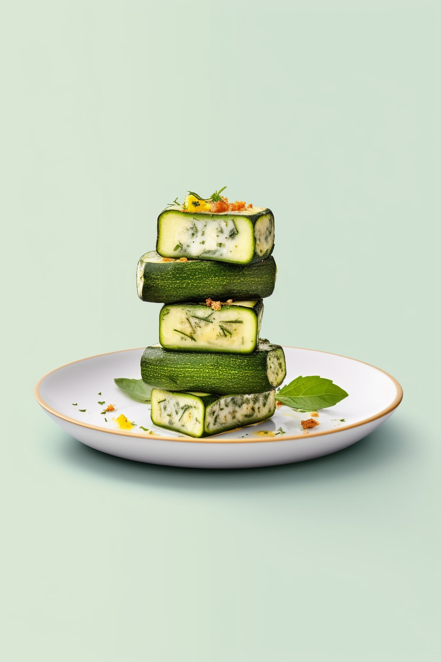 Zucchini-Feta-Fingerfood auf einem Teller