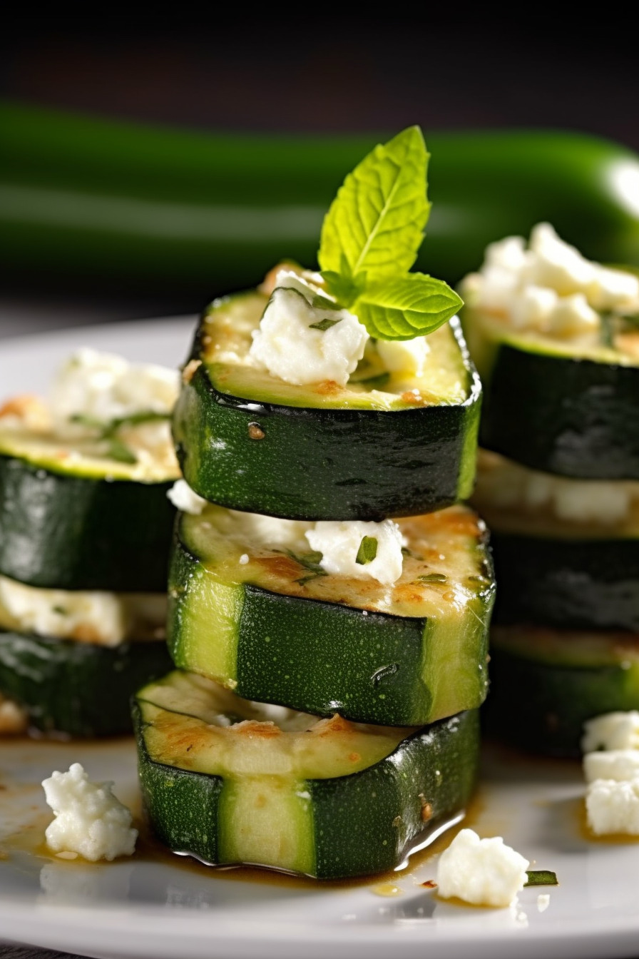 Zucchini-Feta-Fingerfood auf einem Teller