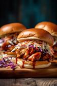 BBQ Chicken Slider mit Coleslaw und BBQ-Sauce