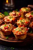 Bunte Gemüse-Pizza-Muffins.